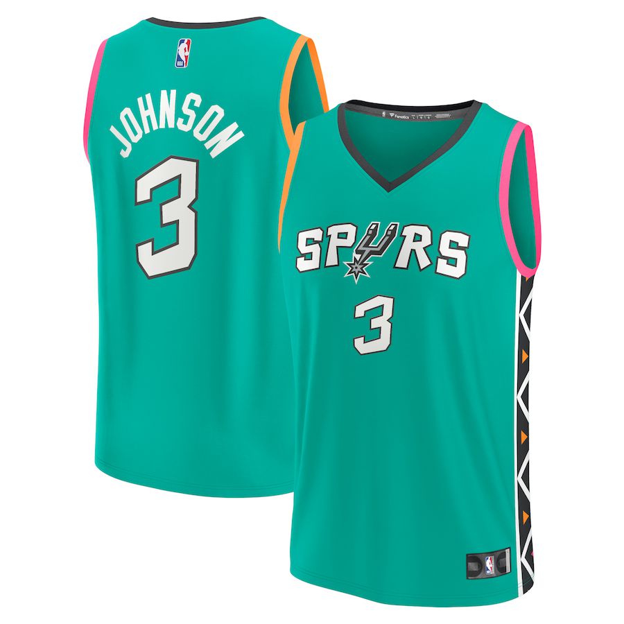 Men San Antonio Spurs 3 Keldon Johnson Fanatics Branded Green City Edition 2022-23 Fastbreak NBA Jersey